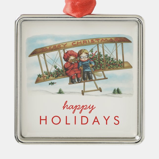 Helgdag för flygplan för ungar för julgransprydnad metall (Framsidan)