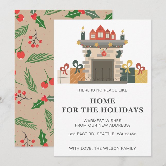 Helgdag för Flyttat  för Helgdag Fireplace Winter (Fram/baksida)