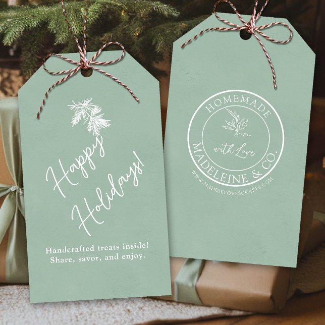 Helgdag för förpackning av homemade botaniska Anpa Presentetikett (homemade christmas gift tag template artisan maker crafter craft gifting sage small business brand)