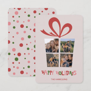 Helgdag för foto-kollage för Gift Box-Anpassningsb Tack Kort