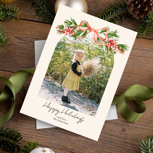 Helgdag för foto med Helgdag Bow-båge Julkort (Skapare uppladdad)