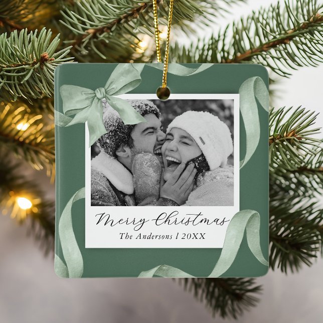 Helgdag för foto till elegantens Grönt Julgransprydnad Keramik (Skapare uppladdad)