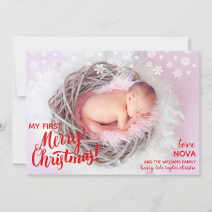 Helgdag för fotopatecken för första jul-Baby Julkort