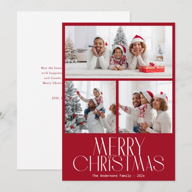 Helgdag för fotorutnät i trendig God jul Julkort (Fram/baksida)