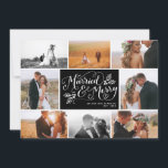 Helgdag för gift och merry Multi-Photo Collage Julkort<br><div class="desc">Fira din första julklapp som är gift med det här helgdag för snyggt med vår handsborrade typografi som säger "Gift och Merry" med handdragna tokiga bär. En 8-fotokollage visar och lyfter fram dina favoritfoton. perfekt för det nygifta paret till använda som ett bröllop-meddelande eller tack för att du kort runt...</div>