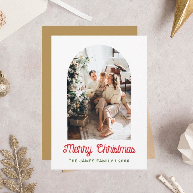 Helgdag för God jul Arch-fotofamilj Tack Kort (Skapare uppladdad)