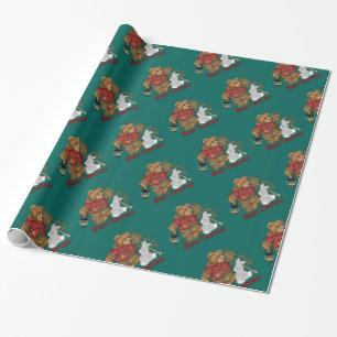 Helgdag för god jul Bear Grönt Wrapping Papper Presentpapper
