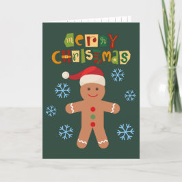 Helgdag för god jul Cute Pepparkaksgubbe Helgkort
