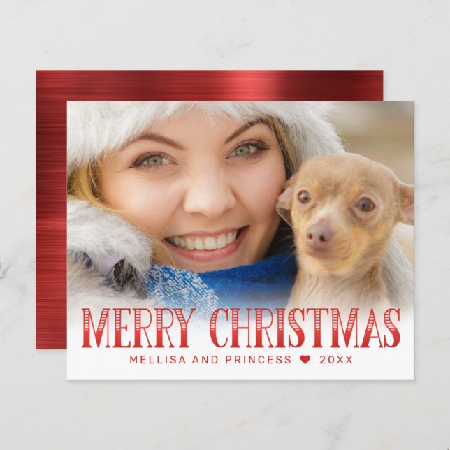 Helgdag för God jul Red Script Photo (Fram/baksida)