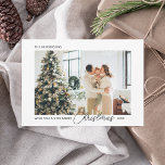 Helgdag för God jul-skript Julkort<br><div class="desc">Det minimala julkortet har jul i skript och foto i chicen.</div>