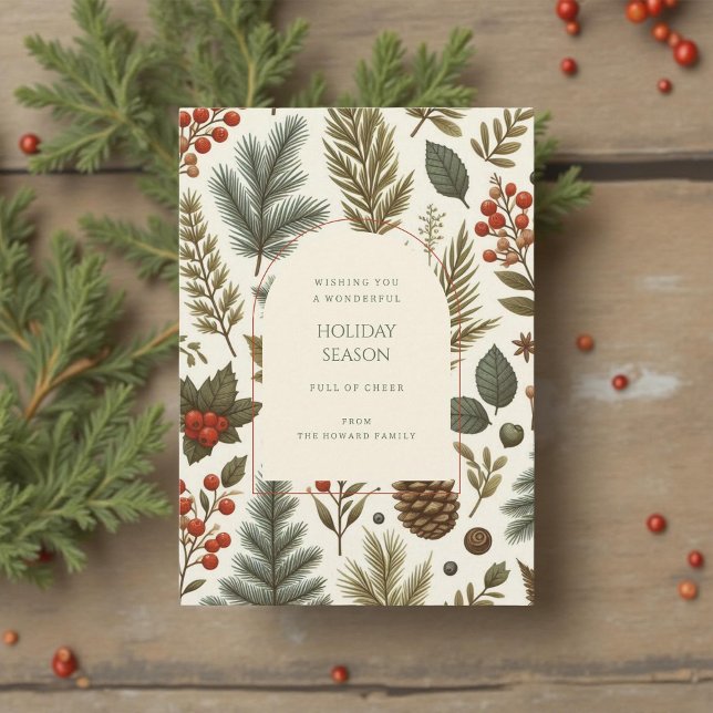 Helgdag för grönt Röd vit Blommigt vattenfärgskort (Skapare uppladdad)