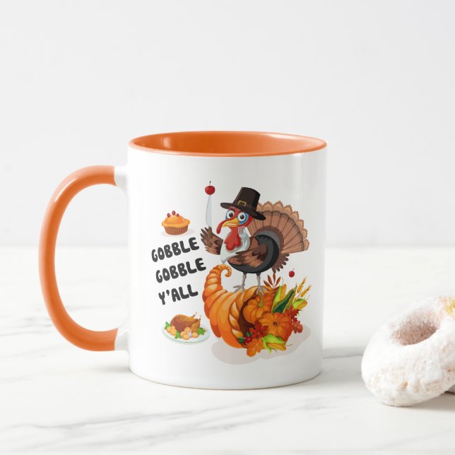 Helgdag för gyttkalkoner av thanksgiving mugg (Med munk)