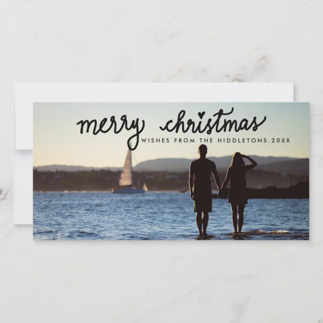 Helgdag för handskrivet skript i god jul julkort (Framsida)