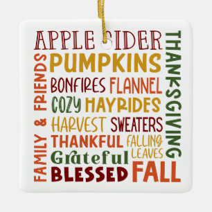 Helgdag för höstvinter - höstvinter - Thanksgiving Julgransprydnad Keramik