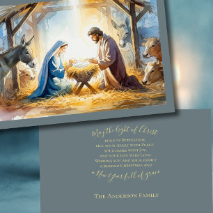 Helgdag för illustrerad Nativitetscen för Stil Helgkort