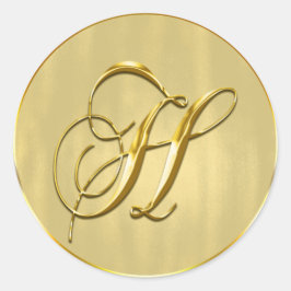 Helgdag för inbjudan till sälbröllop i guld Monogr Runt Klistermärke