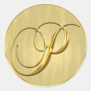 Helgdag för inbjudan till säljbröllop i guld Monog Runt Klistermärke