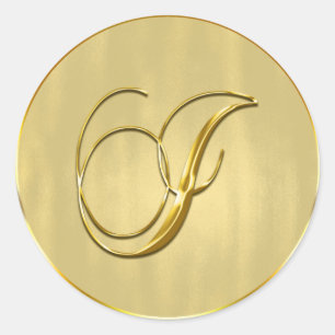Helgdag för inbjudan till säljbröllop i guld Monog Runt Klistermärke