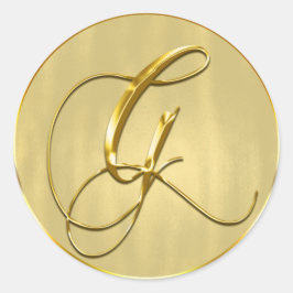 Helgdag för inbjudan till säljbröllop i Guld Monog Runt Klistermärke