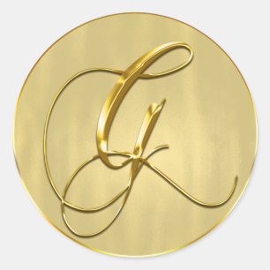 Helgdag för inbjudan till säljbröllop i Guld Monog Runt Klistermärke