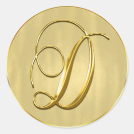 Helgdag för inbjudan till säljbröllop i guld Monog Runt Klistermärke