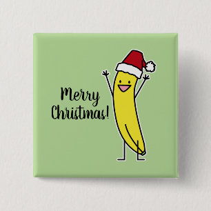 Helgdag för jul för bananSanta hatt glädjande Knapp
