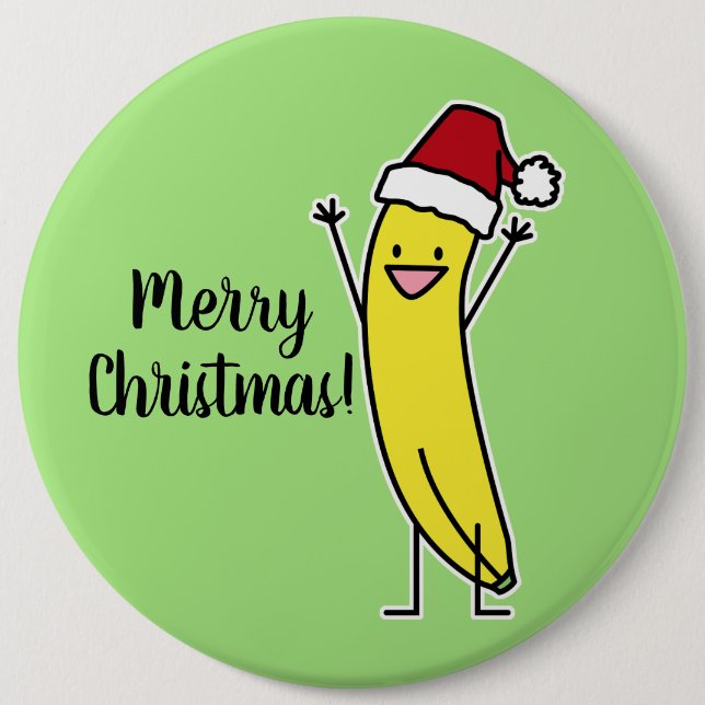 Helgdag för jul för bananSanta hatt glädjande Knapp (Framsida)