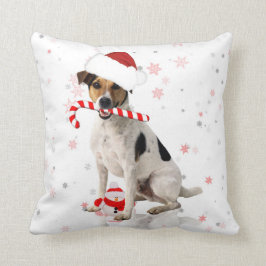 Helgdag för jul för den jackRussel hunden kudder Kudde