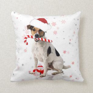 Helgdag för jul för den jackRussel hunden kudder Kudde