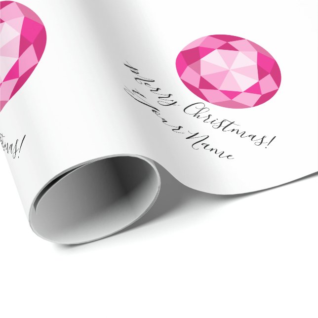 Helgdag för jul för rosa diamantgemstone presentpapper (Rullad Hörn)