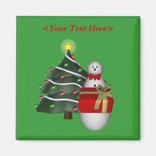 Helgdag för jul för snögubbeträdgåva magnet