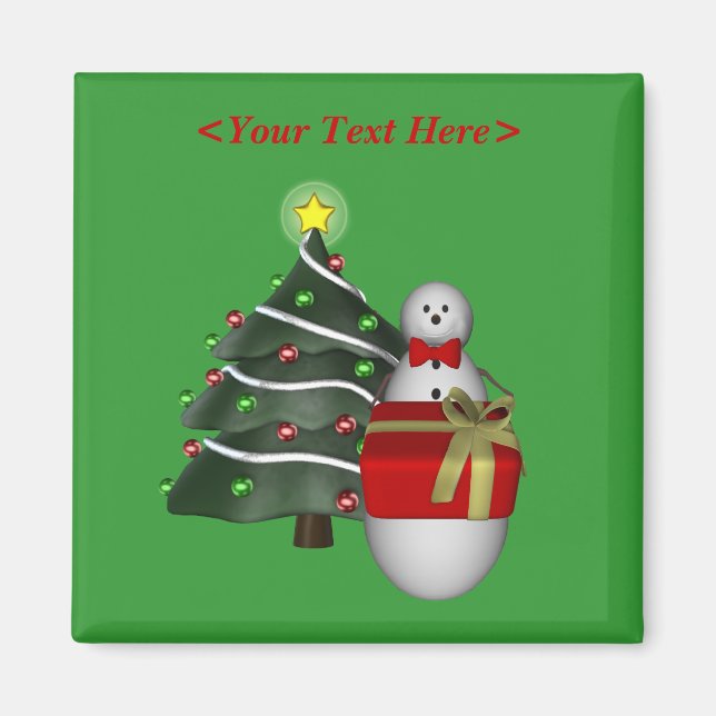 Helgdag för jul för snögubbeträdgåva magnet (Framsidan)