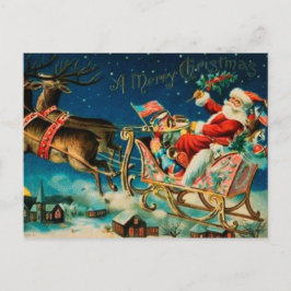 Helgdag för jul för vintagejultomtenSleigh Helg Vykort