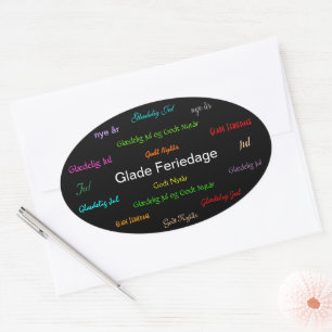 Helgdag för julafton Glade Feriedage Ovalt Klistermärke