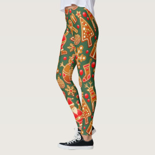 Helgdag för julcookie-Roligt på Grönt Leggings