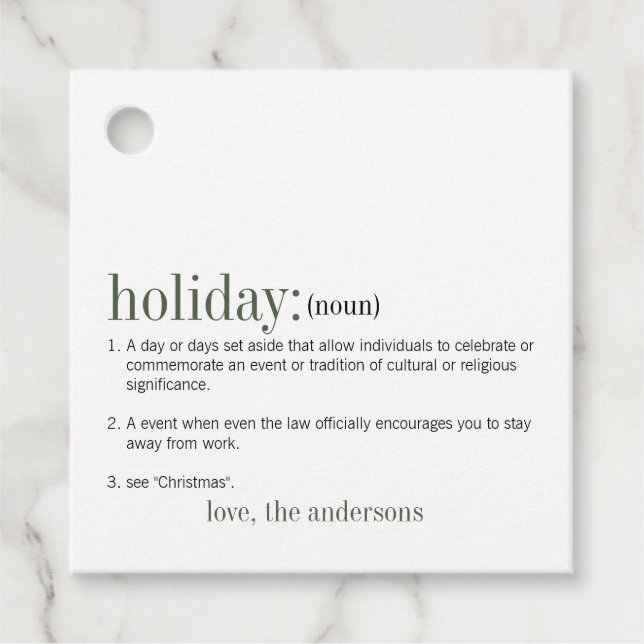 Helgdag för juldefinition gåvor etiketter (Framsida)