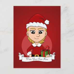 Helgdag för julflickans tecknad helg vykort