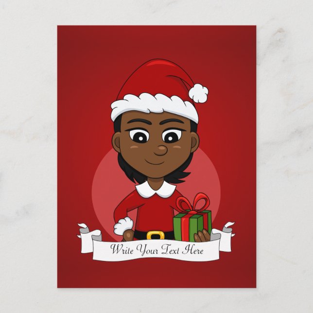 Helgdag för julflickans tecknad helg vykort (Framsida)