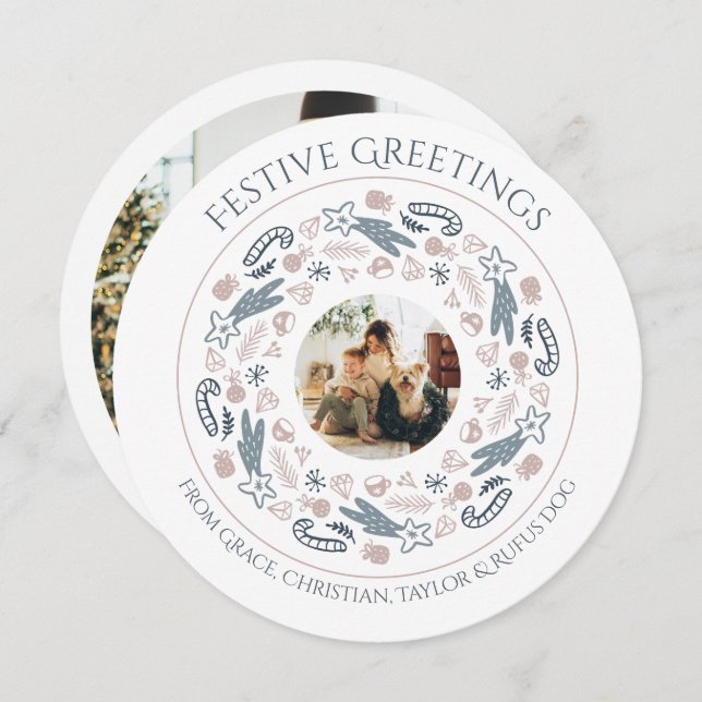 Helgdag för julfotopall för Personlig Julkort (Fram/baksida)