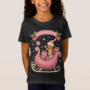 Helgdag för julgodis Sleigh Girl Gingerbröd T Shirt