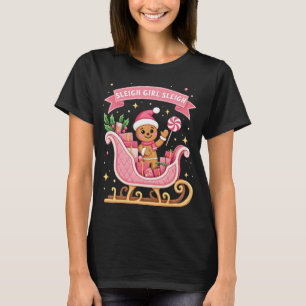 Helgdag för julgodis Sleigh Girl Gingerbröd T Shirt