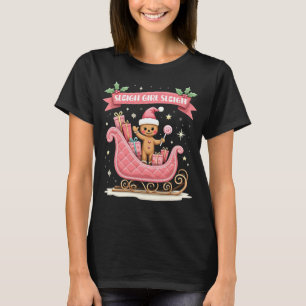 Helgdag för julgodis Sleigh Girl Gingerbröd T Shirt