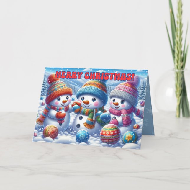 Helgdag för julkort för snögubbar kort (Framsida)