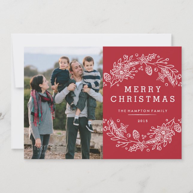 Helgdag för julkrans - berry julkort (Framsida)