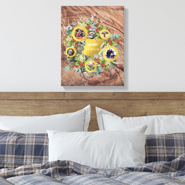 Helgdag för julkrans Foto Collage Canvastryck (Insitu (sovrum))
