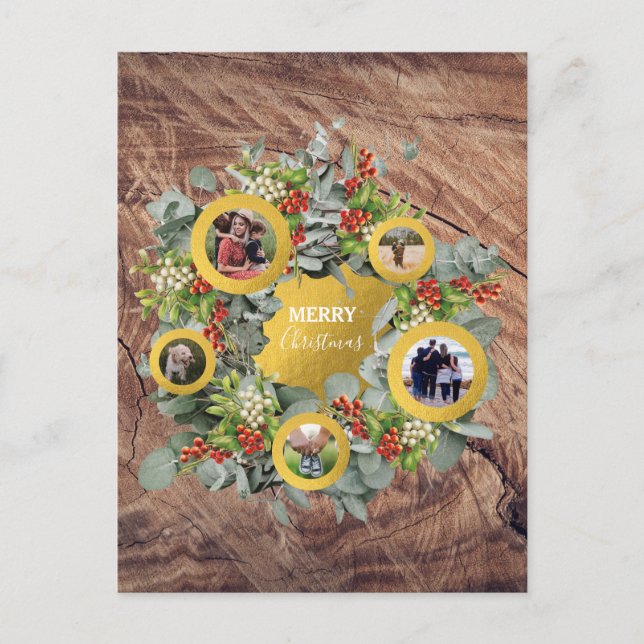Helgdag för julkrans Foto Collage Helg Vykort (Framsida)