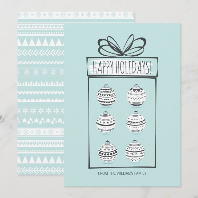 Helgdag för julprydnadsföremål julkort (Fram/baksida)