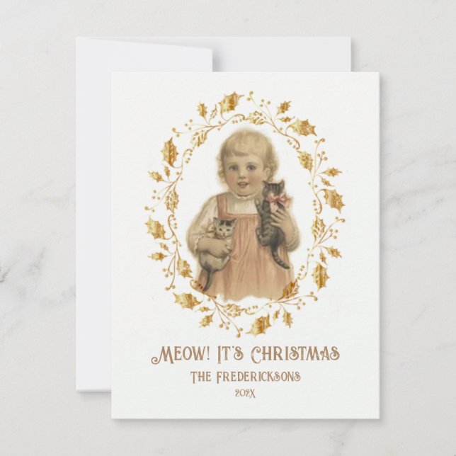 Helgdag för julstämning i Vintage Julkort (Framsida)