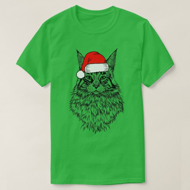 Helgdag för jultomten Maine Coon Cat  T Shirt (Design framsida)