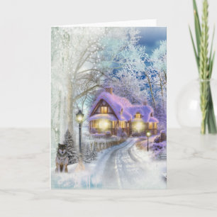 Helgdag för julvinter Wonderland Cottage Helgkort